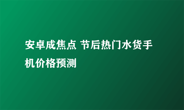 安卓成焦点 节后热门水货手机价格预测