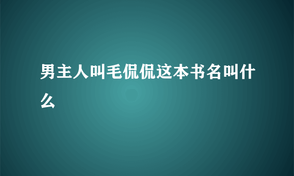 男主人叫毛侃侃这本书名叫什么