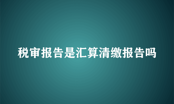 税审报告是汇算清缴报告吗