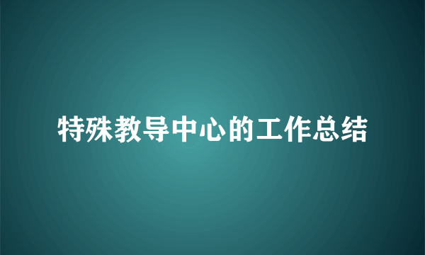 特殊教导中心的工作总结