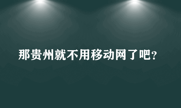 那贵州就不用移动网了吧？